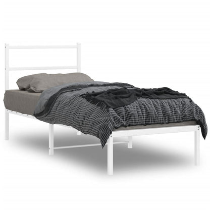Metal Bed Frame without Mattress with Headboard White 80x200cm