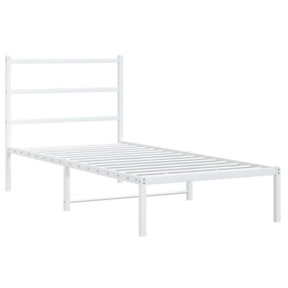 Metal Bed Frame without Mattress with Headboard White 90x190cm
