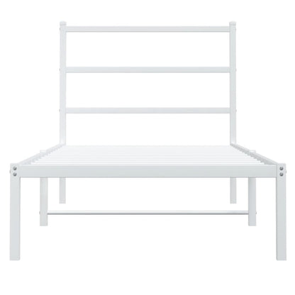Metal Bed Frame without Mattress with Headboard White 90x190cm