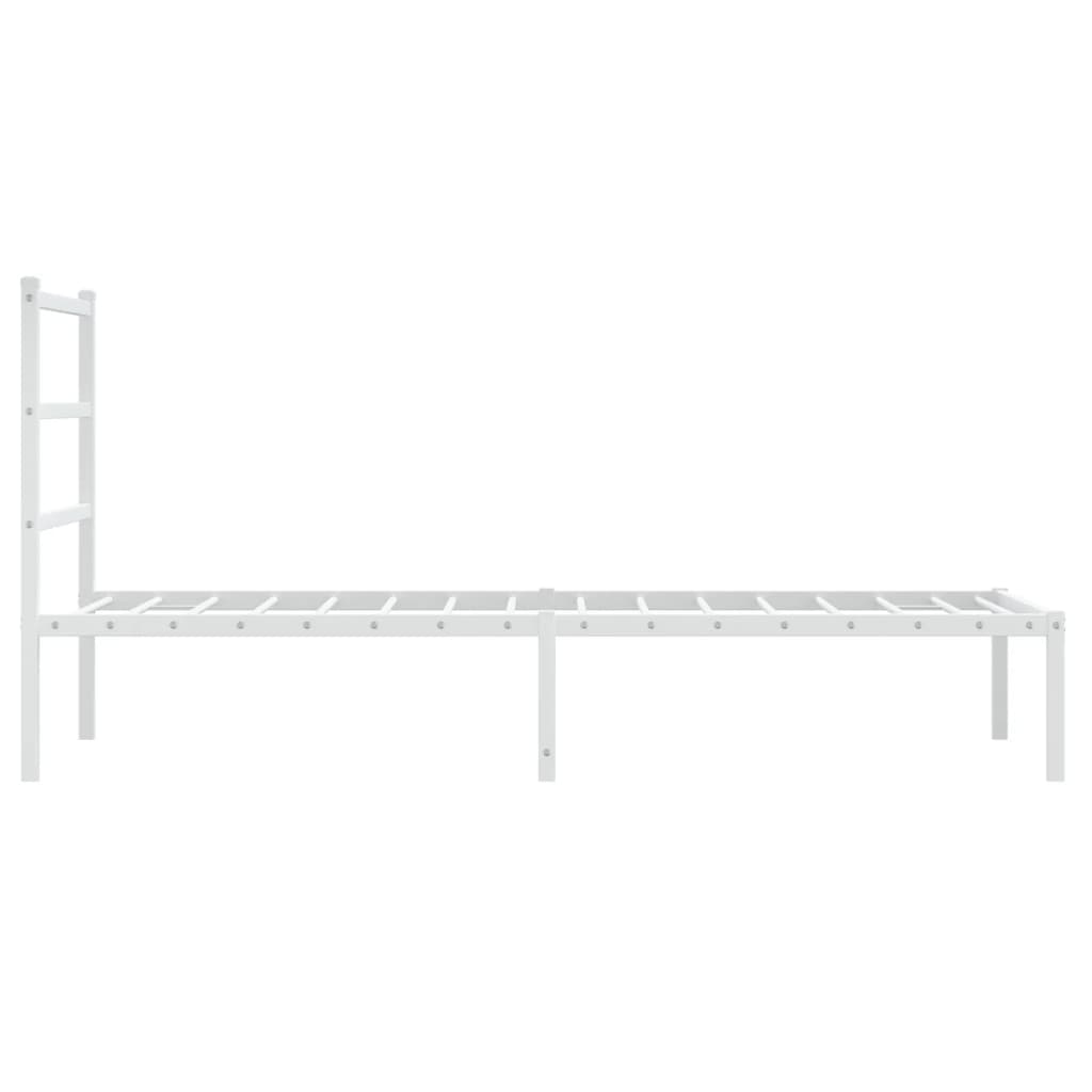 Metal Bed Frame without Mattress with Headboard White 90x190cm