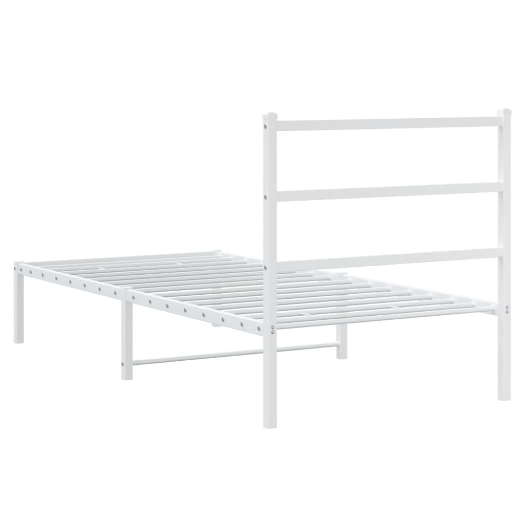 Metal Bed Frame without Mattress with Headboard White 90x190cm