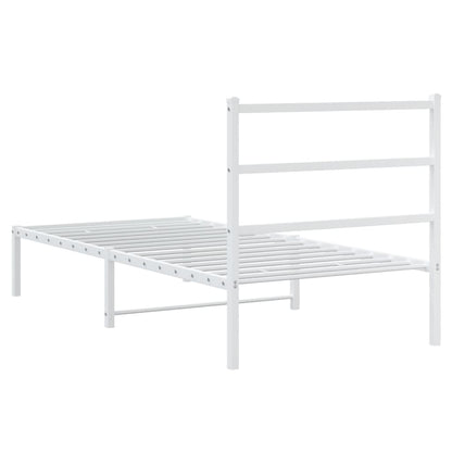 Metal Bed Frame without Mattress with Headboard White 90x190cm