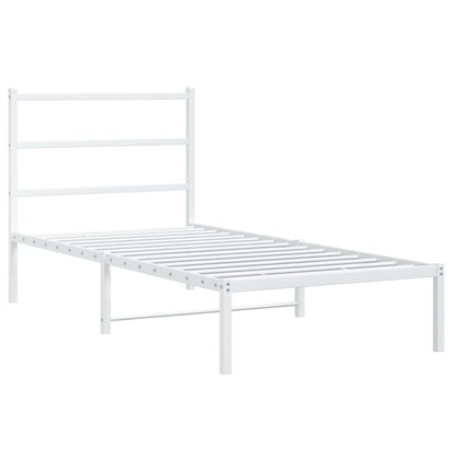 Metal Bed Frame without Mattress with Headboard White 90x200cm