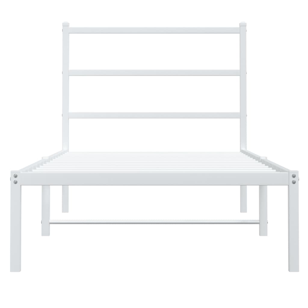 Metal Bed Frame without Mattress with Headboard White 90x200cm