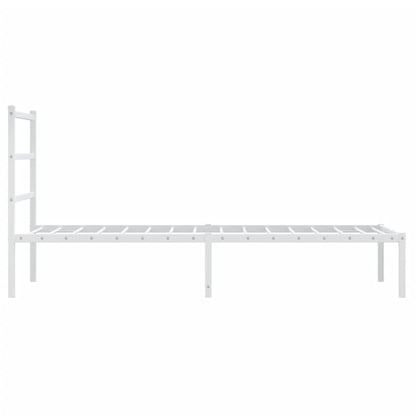 Metal Bed Frame without Mattress with Headboard White 90x200cm