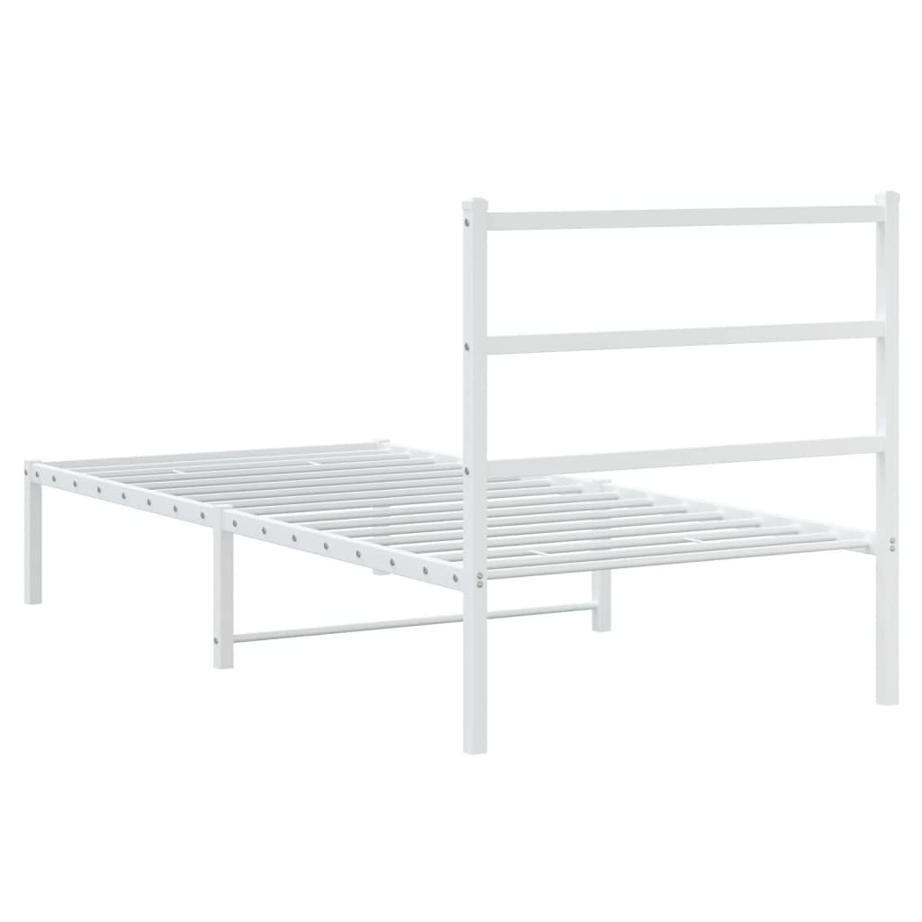 Metal Bed Frame without Mattress with Headboard White 90x200cm