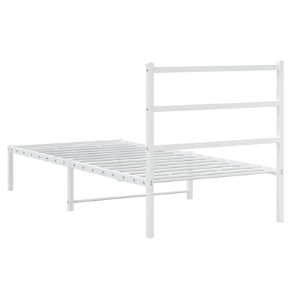 Metal Bed Frame without Mattress with Headboard White 90x200cm