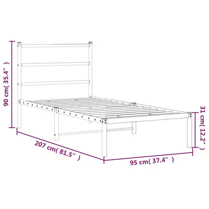 Metal Bed Frame without Mattress with Headboard White 90x200cm