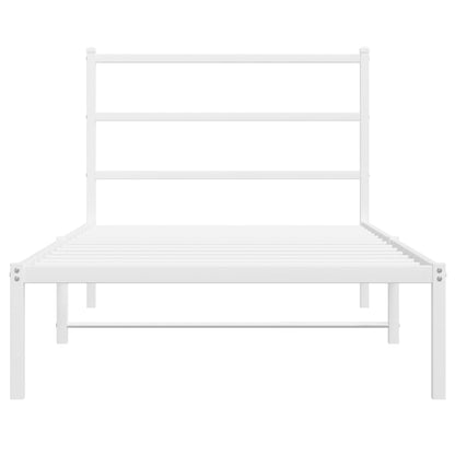 Metal Bed Frame without Mattress with Headboard White 100x190cm
