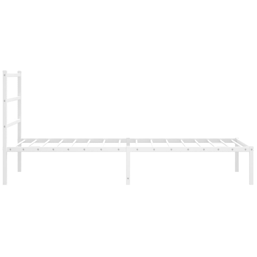 Metal Bed Frame without Mattress with Headboard White 100x190cm