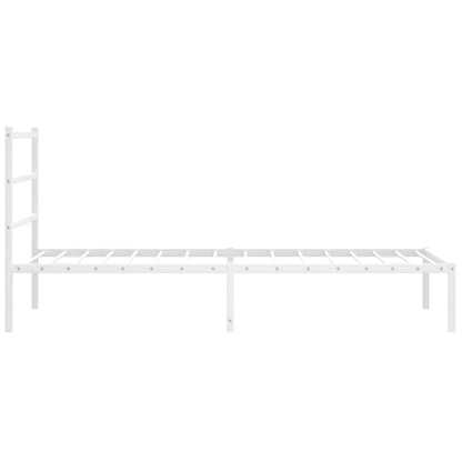 Metal Bed Frame without Mattress with Headboard White 100x190cm
