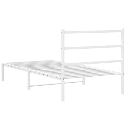 Metal Bed Frame without Mattress with Headboard White 100x190cm