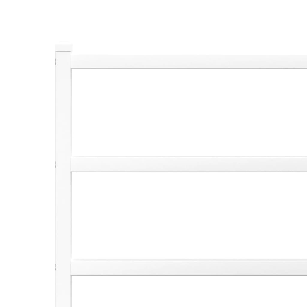 Metal Bed Frame without Mattress with Headboard White 100x200cm