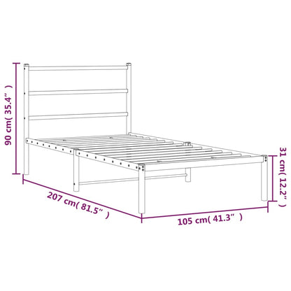Metal Bed Frame without Mattress with Headboard White 100x200cm