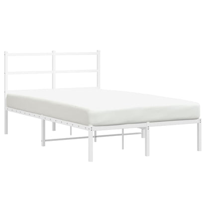 Metal Bed Frame without Mattress with Headboard White 120x200cm