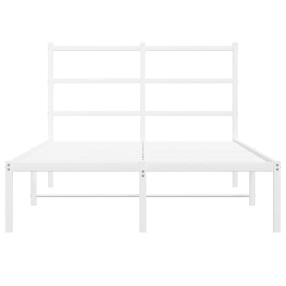 Metal Bed Frame without Mattress with Headboard White 120x200cm