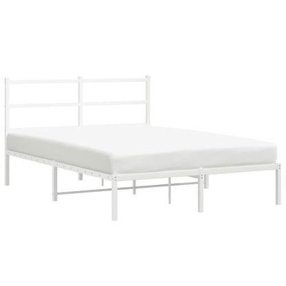 Metal Bed Frame without Mattress with Headboard White 135x190cm