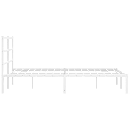 Metal Bed Frame without Mattress with Headboard White 135x190cm