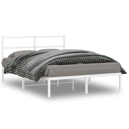 Metal Bed Frame without Mattress with Headboard White 135x190cm