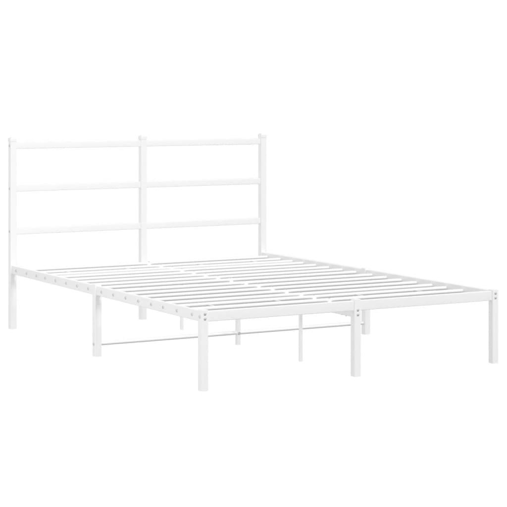 Metal Bed Frame without Mattress with Headboard White 140x200cm