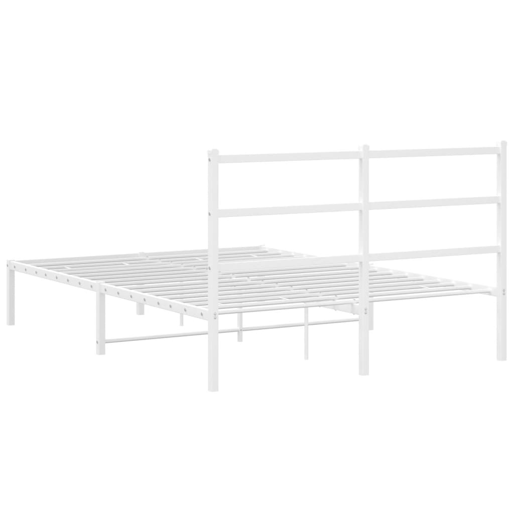 Metal Bed Frame without Mattress with Headboard White 140x200cm