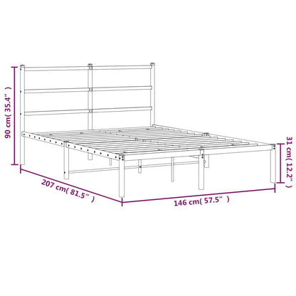 Metal Bed Frame without Mattress with Headboard White 140x200cm