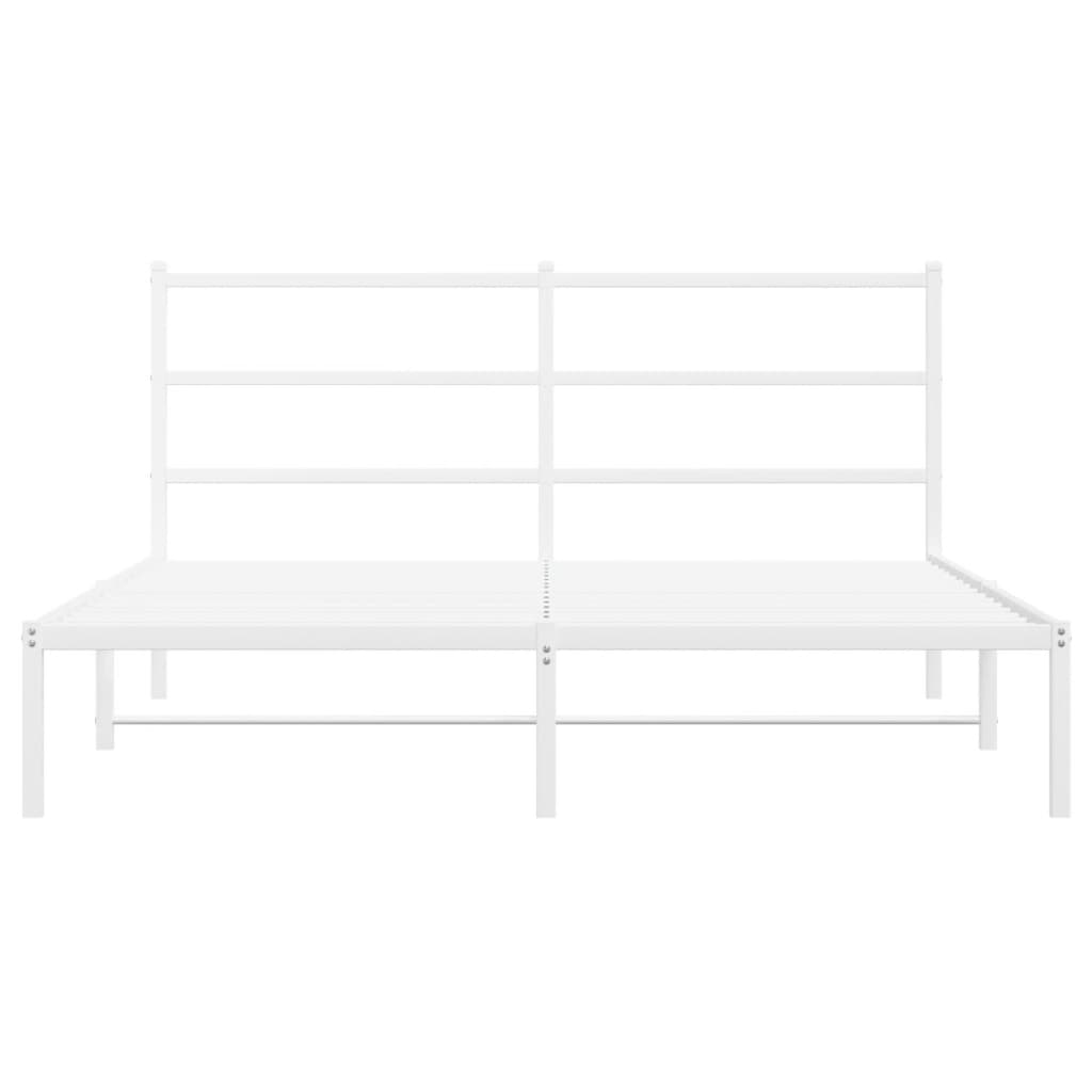 Metal Bed Frame without Mattress with Headboard White 150x200cm