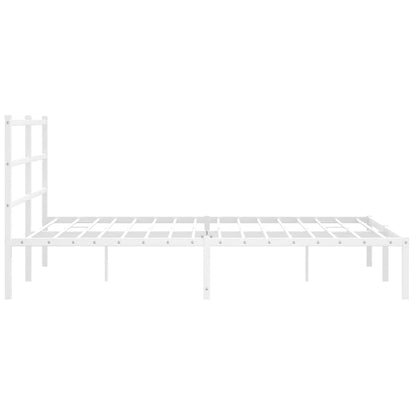 Metal Bed Frame without Mattress with Headboard White 150x200cm