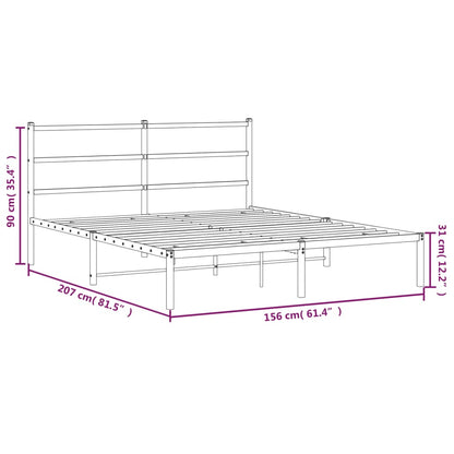 Metal Bed Frame without Mattress with Headboard White 150x200cm