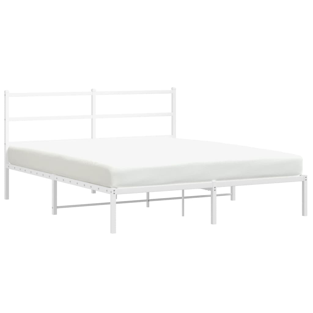 Metal Bed Frame without Mattress with Headboard White 160x200cm