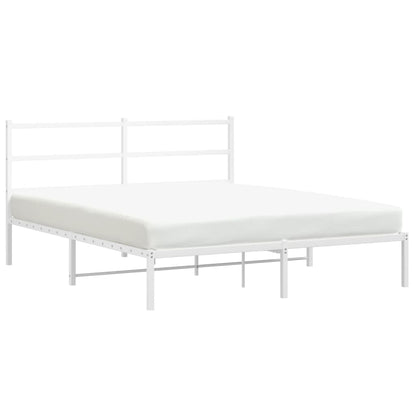 Metal Bed Frame without Mattress with Headboard White 160x200cm
