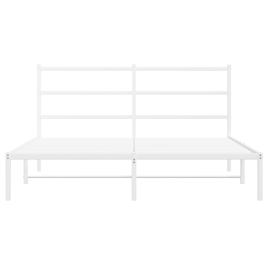 Metal Bed Frame without Mattress with Headboard White 160x200cm