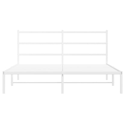 Metal Bed Frame without Mattress with Headboard White 160x200cm