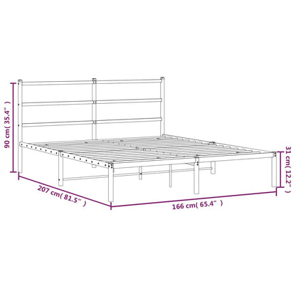 Metal Bed Frame without Mattress with Headboard White 160x200cm