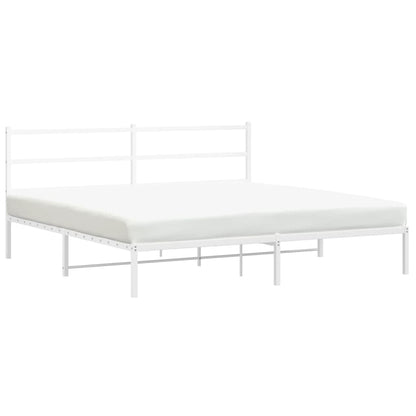 Metal Bed Frame without Mattress with Headboard White 180x200cm