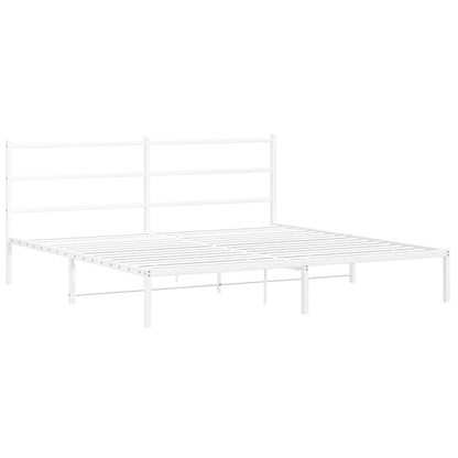 Metal Bed Frame without Mattress with Headboard White 180x200cm