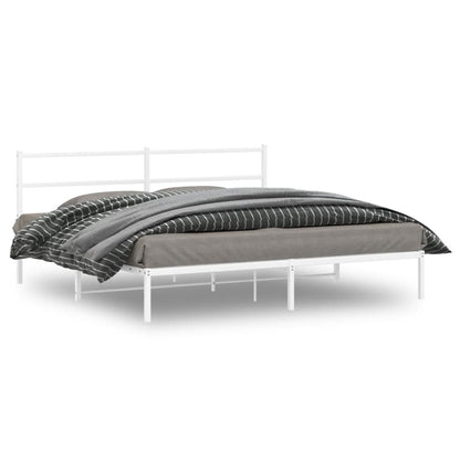 Metal Bed Frame without Mattress with Headboard White 180x200cm