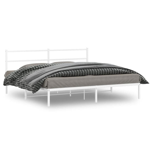Metal Bed Frame without Mattress with Headboard White 180x200cm