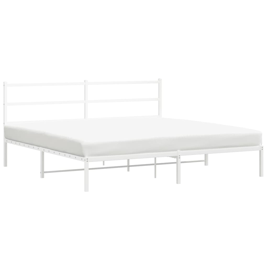 Metal Bed Frame without Mattress with Headboard White 183x213cm