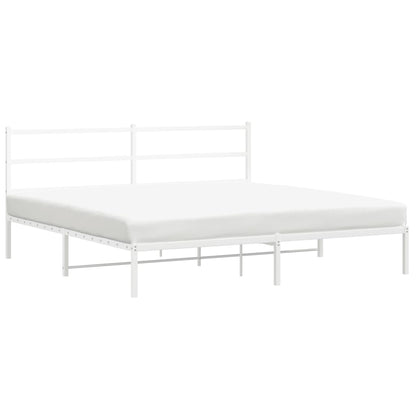 Metal Bed Frame without Mattress with Headboard White 183x213cm