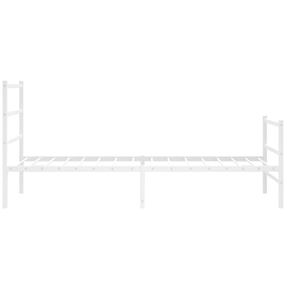 Metal Bed Frame without Mattress with Footboard White 107x203cm