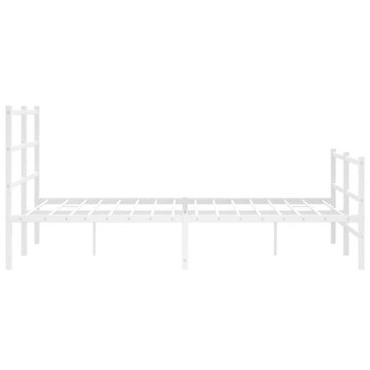 Metal Bed Frame without Mattress with Footboard White 135x190cm