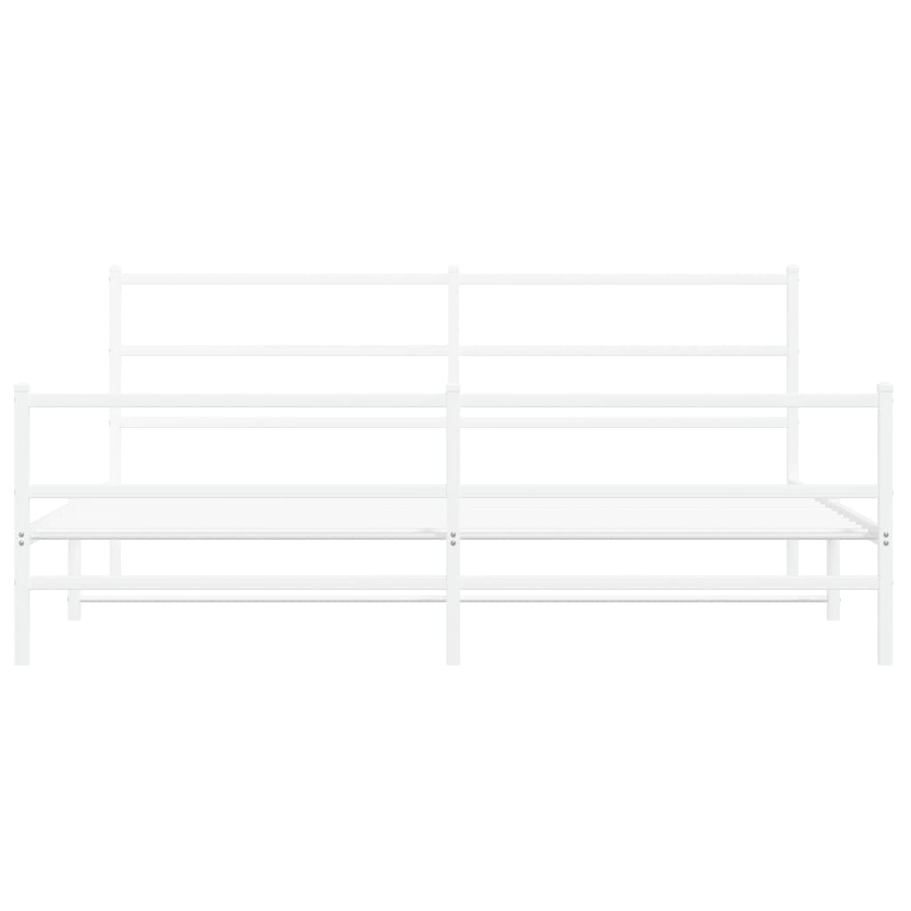 Metal Bed Frame without Mattress with Footboard White 183x213cm
