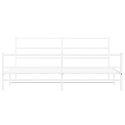 Metal Bed Frame without Mattress with Footboard White 193x203cm
