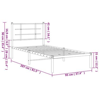 Bed Frame | Black | Powder-Coated Steel | Single | Bed Frame