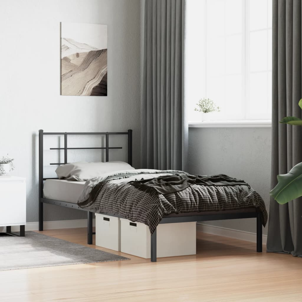 Bed Frame | Black | Powder-Coated Steel | Single | Bed Frame
