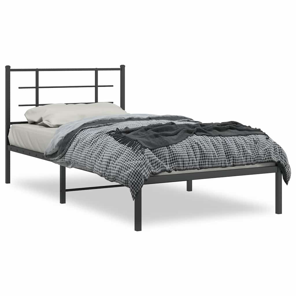 Bed Frame | Black | Powder-Coated Steel | Single |  Modern  | Bed Frame