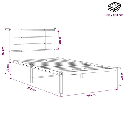 Bed Frame | Black | Powder-Coated Steel | Single |  Modern  | Bed Frame