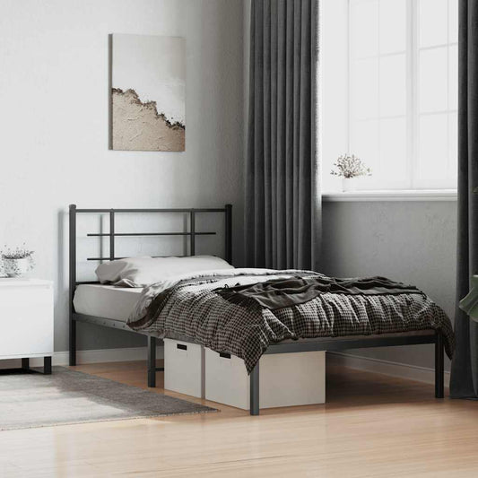 Bed Frame | Black | Powder-Coated Steel | Single |  Modern  | Bed Frame