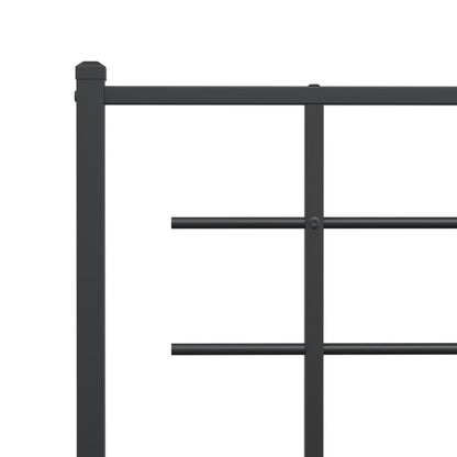Metal Bed Frame without Mattress with Headboard Black 140x200cm